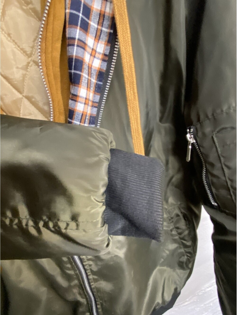 Men's Green And Brown Hooded Jacket with Inner Layers Size X-LARGE - Picture 3 of 9